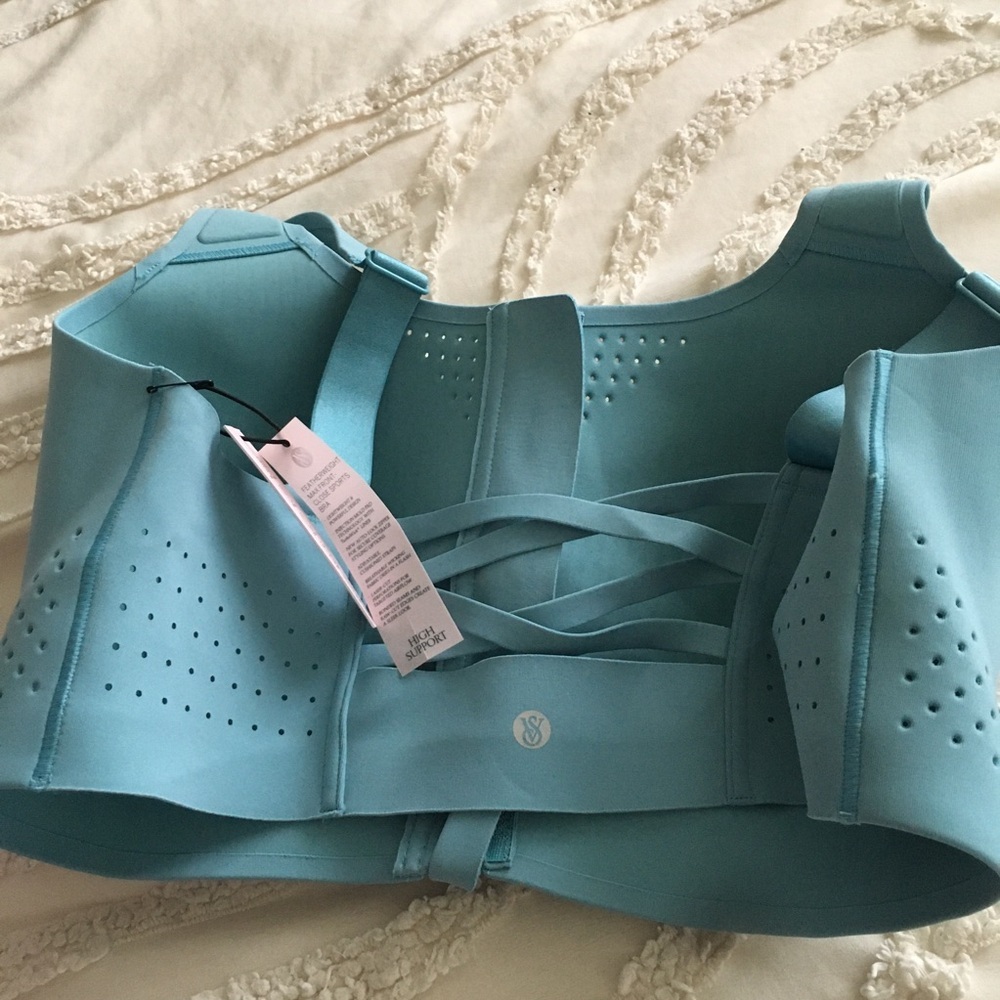 Light Blue Front-Zip Sports Bra - Picture 5 of 6